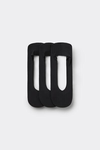 Black No Show Socks , Set Of 3, Black, medium