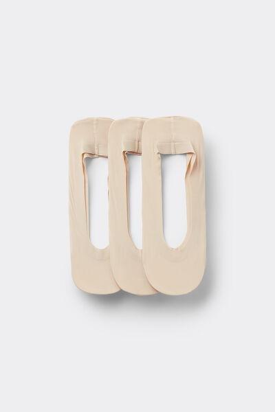Beige Invisible Sport Socks, Set Of 3, Natural Nude, large image number 0