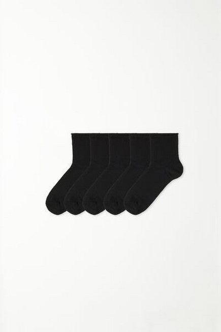 Tezenis - أسود 5 × جوارب قطنية ، نسائي