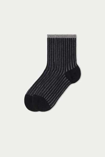 BLACK Short Patterned Cotton Socks, 5701_677U, large image number 0