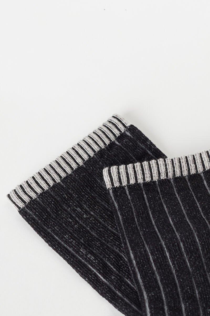 BLACK Short Patterned Cotton Socks, 5701_677U, large image number 1