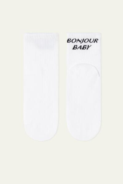 WHITE Short Cotton '90s Patterned Sports Socks, 5701_675U, large image number 1