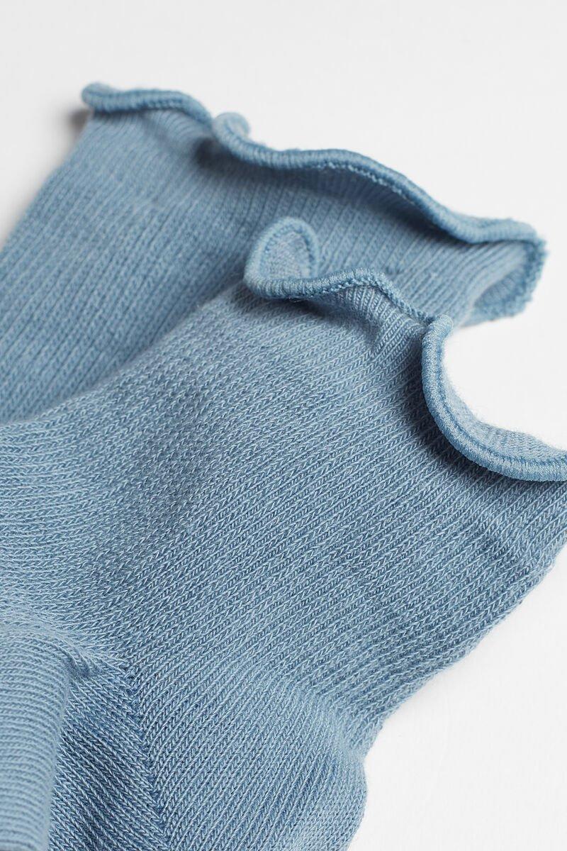 Blue Patterned Trainer Socks, 5701_679U, large image number 1