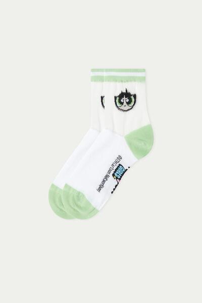 Green Powerpuff Girls Short Printed Cotton Socks, 5701_563U, large image number 0