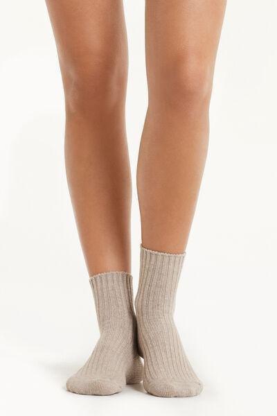 Brown Short Thick Ribbed Socks, 5701_105W, medium