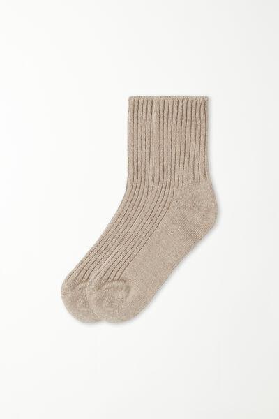 Brown Short Thick Ribbed Socks, 5701_105W, medium