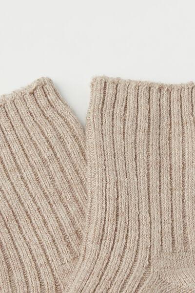 Brown Short Thick Ribbed Socks, 5701_105W, large image number 2