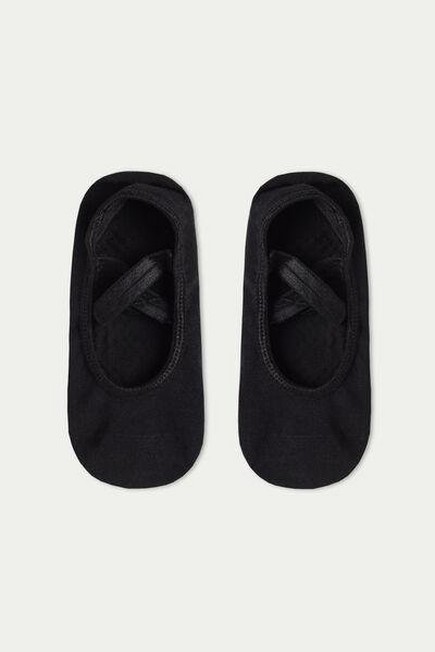Tezenis - BLACK Non-Slip Slipper Socks with Criss-cross Elastic