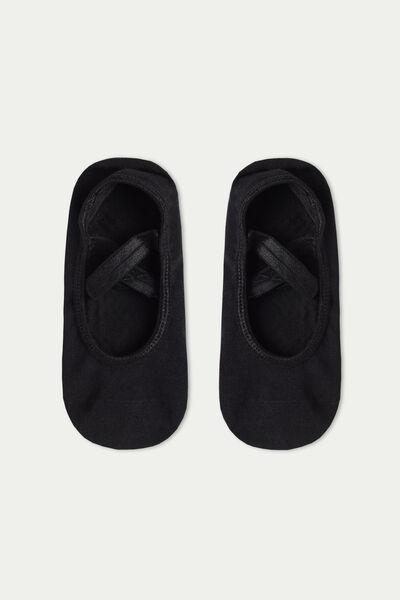 Black Criss-Cross Elastic Non-Slip Slipper Socks, Black, large image number 0