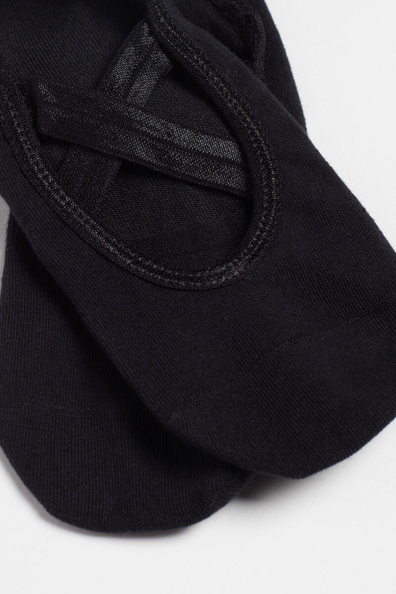 Black Criss-Cross Elastic Non-Slip Slipper Socks, Black, large image number 1