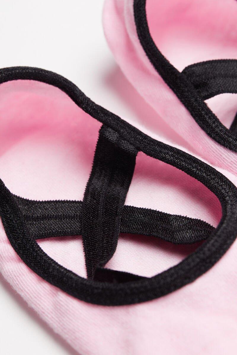 Pink Contrast Criss-Cross Elastic Non-Slip Slipper Socks, 5701_744U, large image number 1