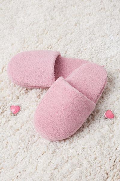 DUSTY PINK Fur Slip-Ons/Slippers, , large image number 0