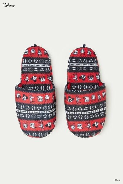 Red Christmas Mickey Mouse Slippers, , large image number 0
