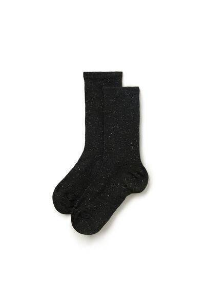 Black Short Merino Wool Socks, 5701_941Y, large image number 1