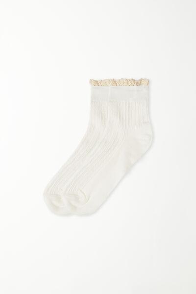 Cream Short Ruffled Socks, , large image number 1