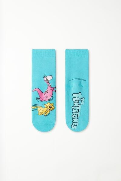 Blue Flintstones Print Non-Slip Socks, , large image number 0