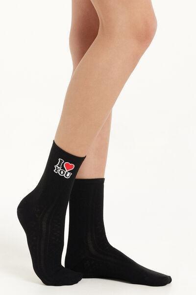 Black Short Printed Socks, , large image number 0