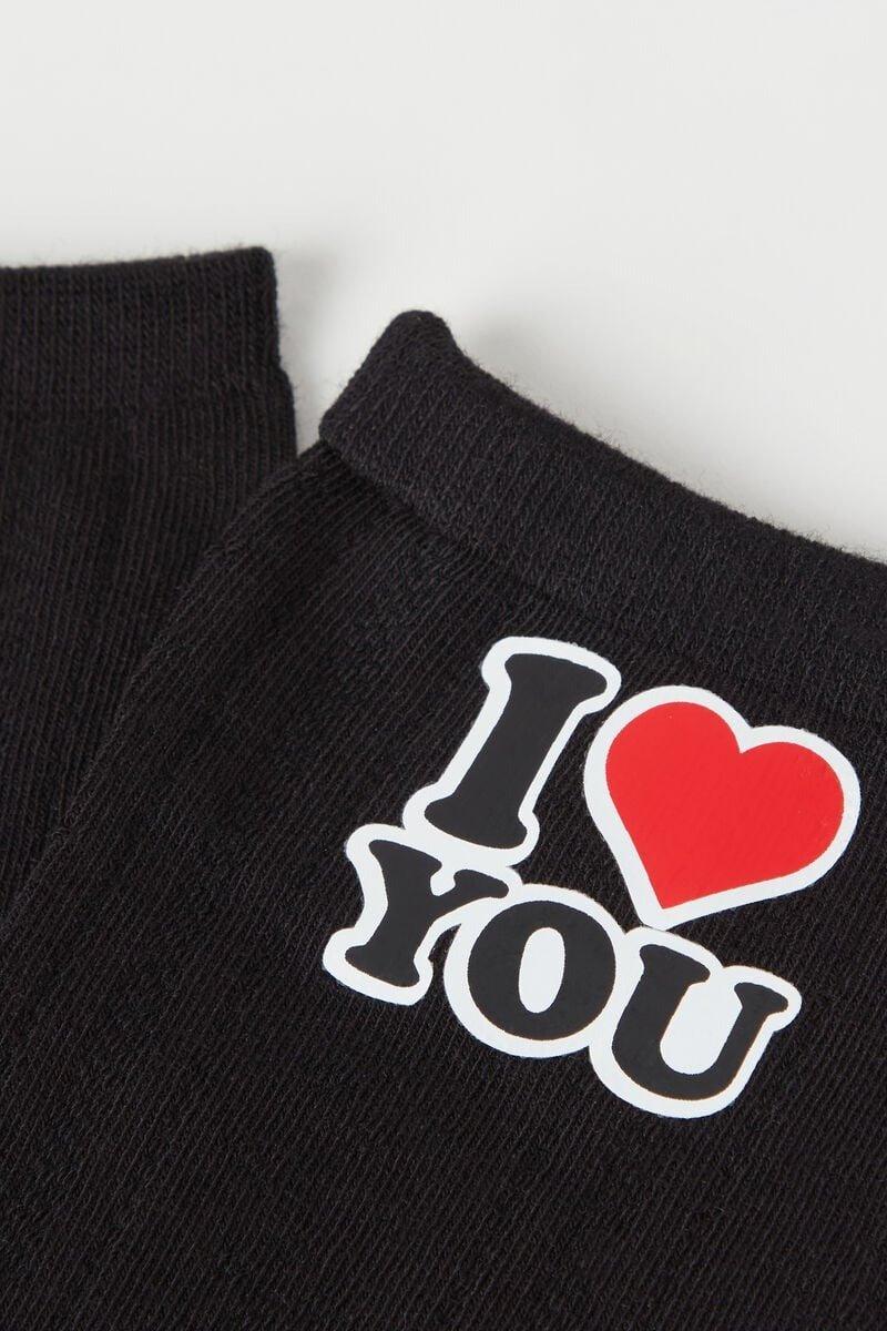 Black Short Printed Socks, , large image number 1