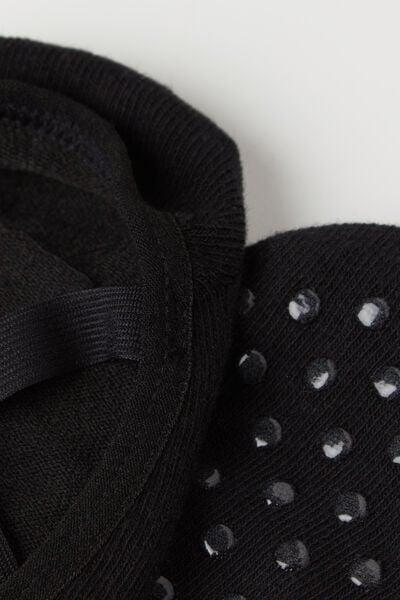 Black Non Slip Slipper Socks, Black, large image number 1