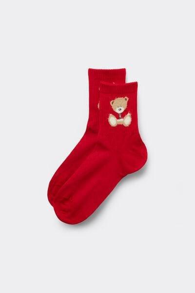 Red Christmas Patterned Short Sport Socks, 5701_148Z, large image number 0