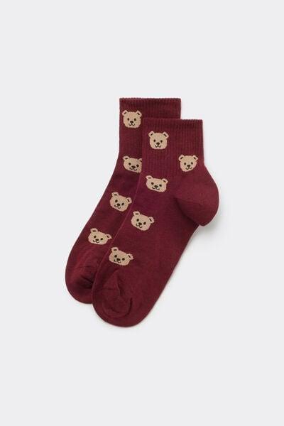 Brown Short Patterned Sport Cotton Socks, 5701_736Z, large image number 0