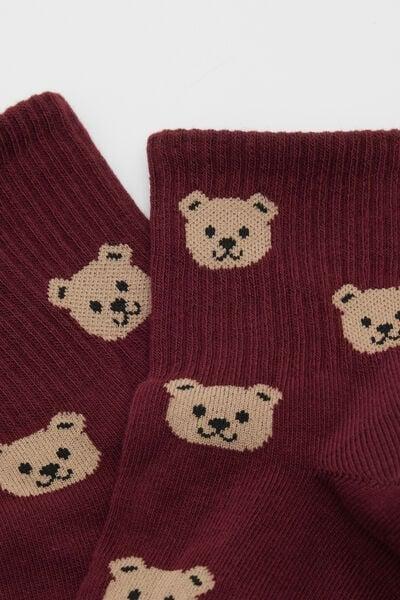 Brown Short Patterned Sport Cotton Socks, 5701_736Z, large image number 2