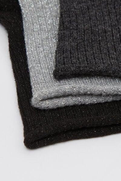 Black / Grey Ribbed Cotton Socks, Set Of 3, 5701_104Z, medium