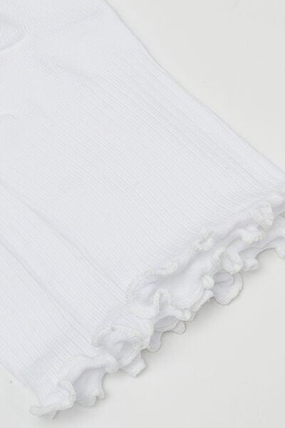 White Rolled Hem Short Cotton Socks, Set Of 3, White, large image number 1