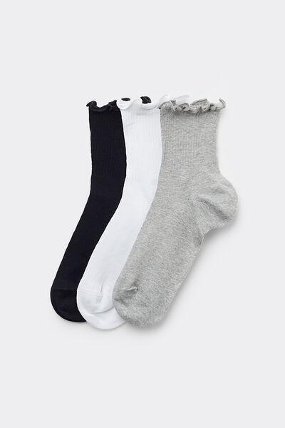 Multicolour Rolled Hems Socks, Set Of 3, 5701_670Y, large image number 0