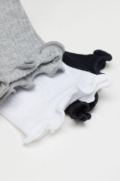 Multicolour Rolled Hems Socks, Set Of 3, 5701_670Y, medium