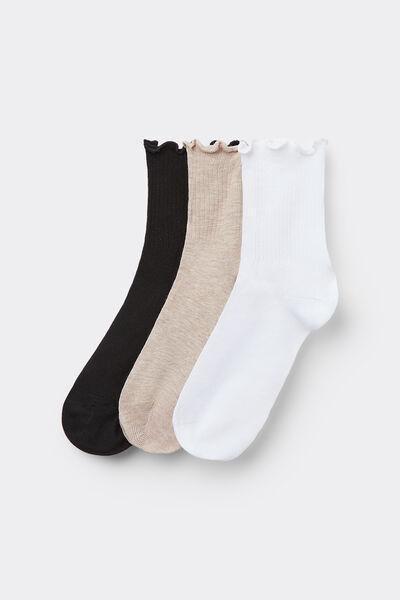 Multicolour Rolled Hems Socks, Set Of 3, 5701_681Y, large image number 0