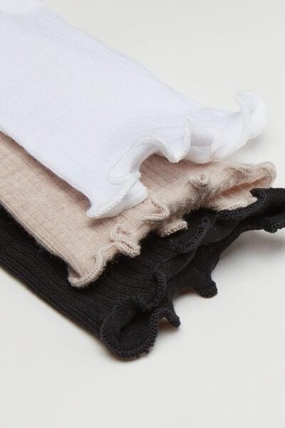 Multicolour Rolled Hems Socks, Set Of 3, 5701_681Y, large image number 1