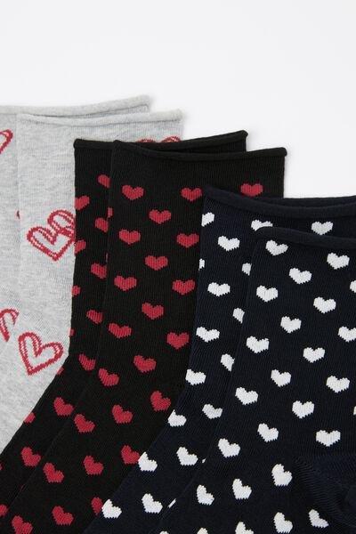 Multicolour Short Patterned Socks, Set Of 3, 5701_673Y, large image number 1