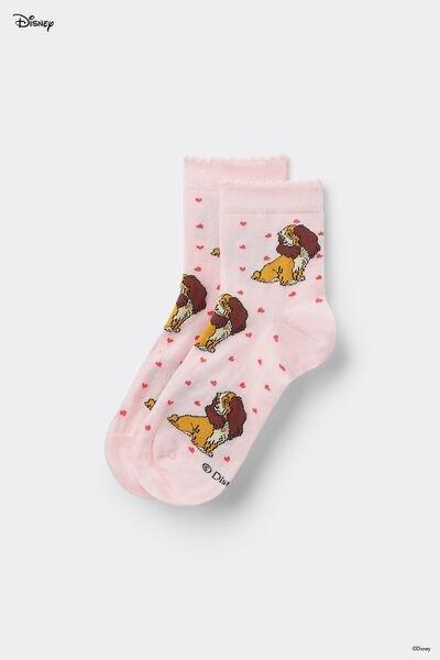 Pink Printed Short Socks, , medium