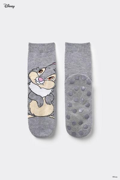Grey Printed Non-Slip Socks, 5701_377Y, large image number 0