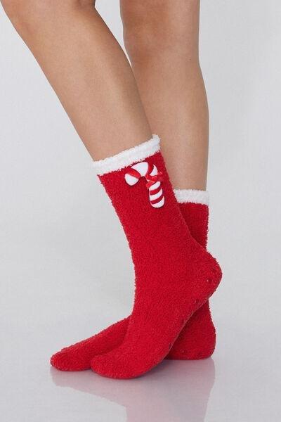 Red Christmas Applique Non-Slip Socks, 5701_136Y, large image number 0