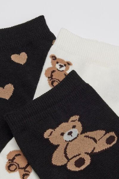 MULTICOLOUR 3 Pairs of Women's Short Patterned Cotton Socks, 5701_121Z, large image number 1