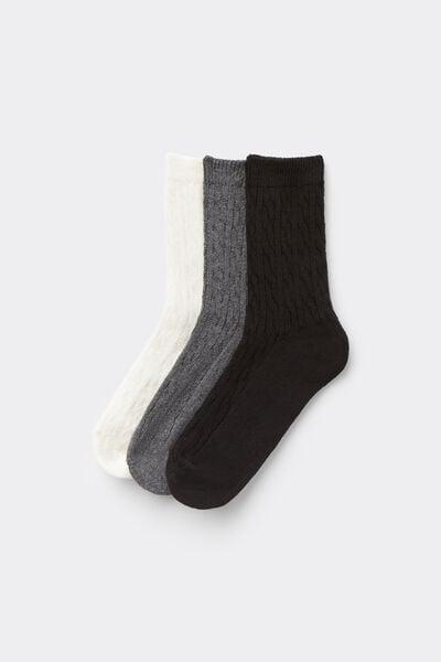 Black / White Short Patterned Cotton Socks, Set Of 3, 5701_143Z, large image number 0