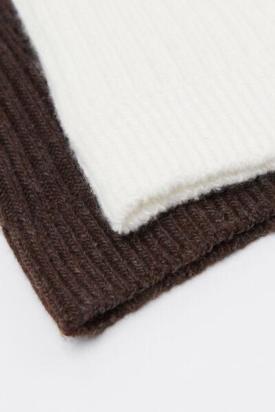 Brown / White Short Ribbed Socks, Set Of 2, 5701_091Z, large image number 1