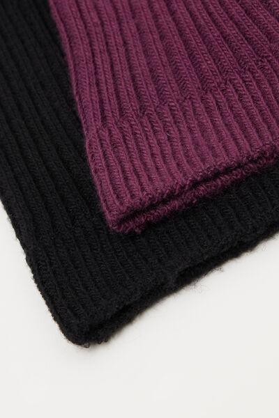 Black / Red Short Ribbed Socks, Set Of 2, 5701_092Z, large image number 1