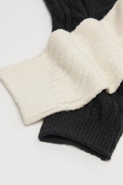 Black / White Short Thick Knitted Socks, Set Of 2, 5701_144Z, large image number 1