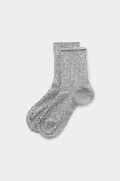 Grey Glitter Short Ribbed No-Hem Socks, 5701_731Z, large image number 0