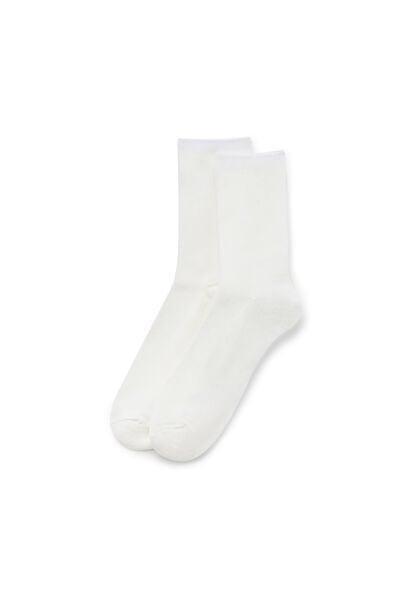 White Thick Nordic Patterned 3/4 Socks, 5701_749Z, large image number 1