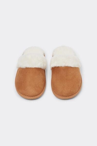 NATURAL Womenâ€™s Sheepskin-Effect Slip-Ons/Slippers with Fur, 5701_940Y, large image number 0