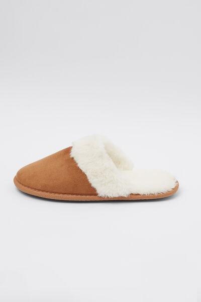 Brown Sheepskin-Effect Slip-On Slippers, 5701_940Y, large image number 2