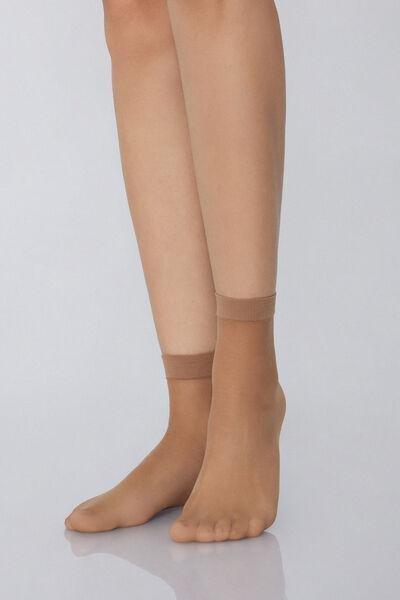 20 Denier Sheer Short Socks, Black, Natural Nude, large image number 1