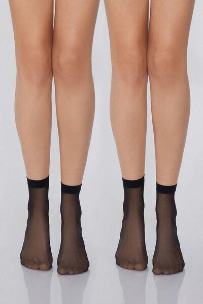 Black Sheer Short Socks, Black, large image number 0