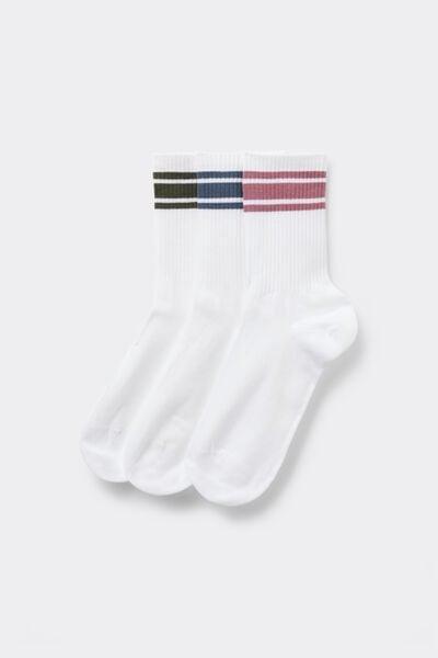 White Short Sport Cotton Socks, Set Of 3, 5701_415Z, large image number 0