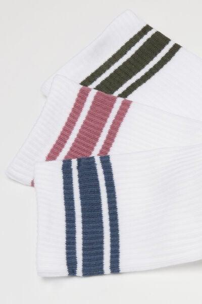 White Short Sport Cotton Socks, Set Of 3, 5701_415Z, medium