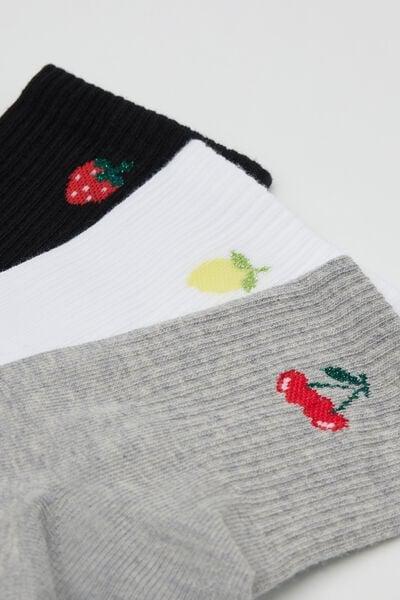 CILIEGIA/LIMONE/FRAGOLA 3 Pairs of Women&acirc;&euro;&trade;s Short Patterned Cotton Sports Socks, 5701_399Z, large image number 1
